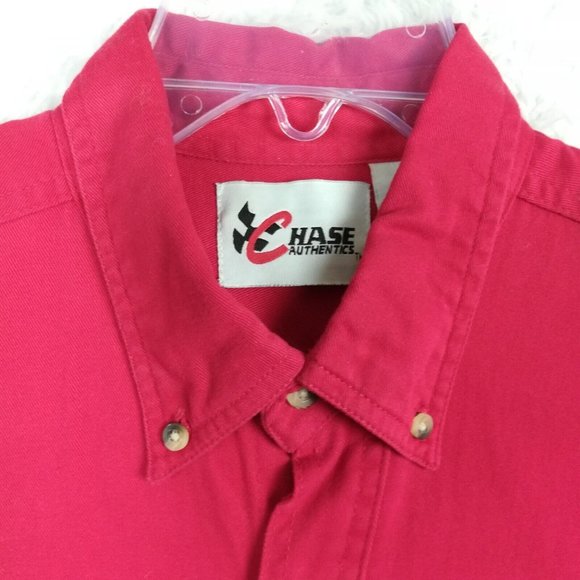 Dale‎ Earnhardt Jr Mens Shirt Button Up Chase Authentics Red Short Sleeve 8 L - Picture 7 of 15